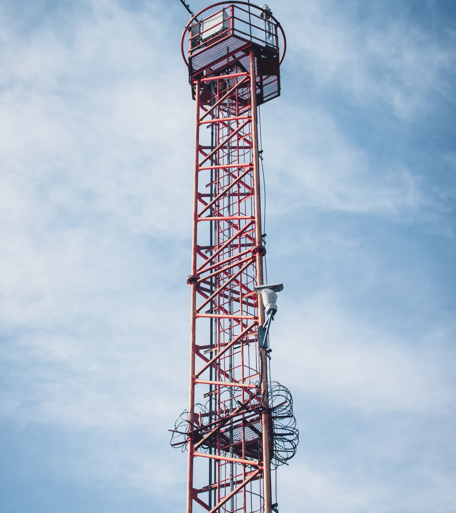 A telecommunications tower under construction