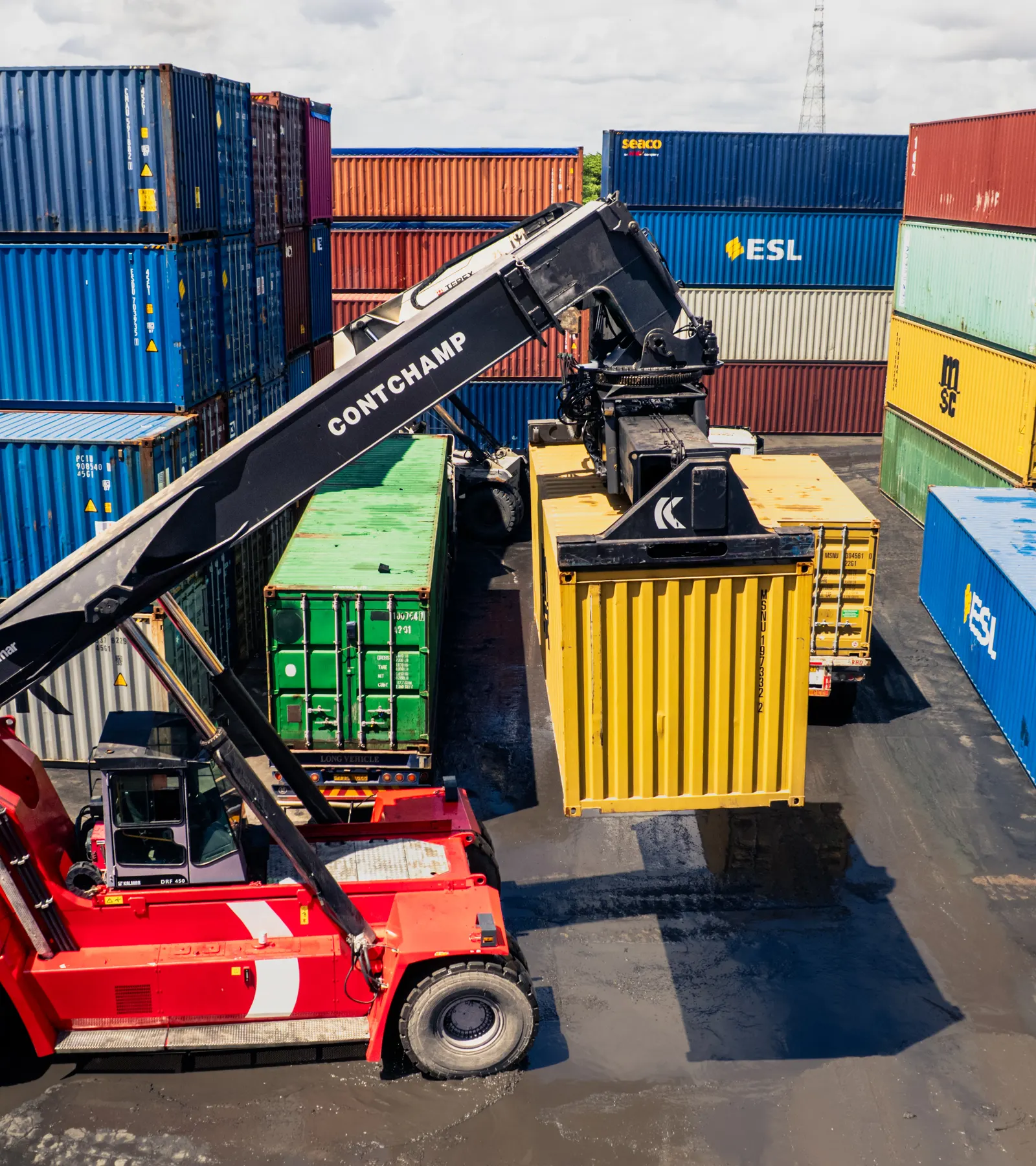 Containers being moved at the port of Dar es Salaam